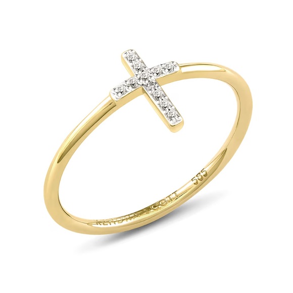 Kendra Scott 14k Gold and Diamond Cross Ring Sz 6 - Picture 2 of 2